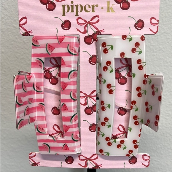 Piper K Cherry 🍒 & Watermelon 🍉 Hair Clips ☀️ - Picture 2 of 4